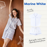 ชุดนอน แขนสั้น-กางเกงขาสั้น สี Marine White Pajamas - Short Sleeve