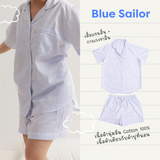 ชุดนอน แขนสั้น-กางเกงขาสั้น สี Blue Sailor Pajamas - Short Sleeve
