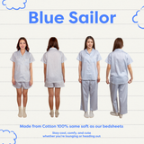 ชุดนอนผ้าคอตตอน สี Blue Sailor Pajamas | 100% Single-Ply Cotton